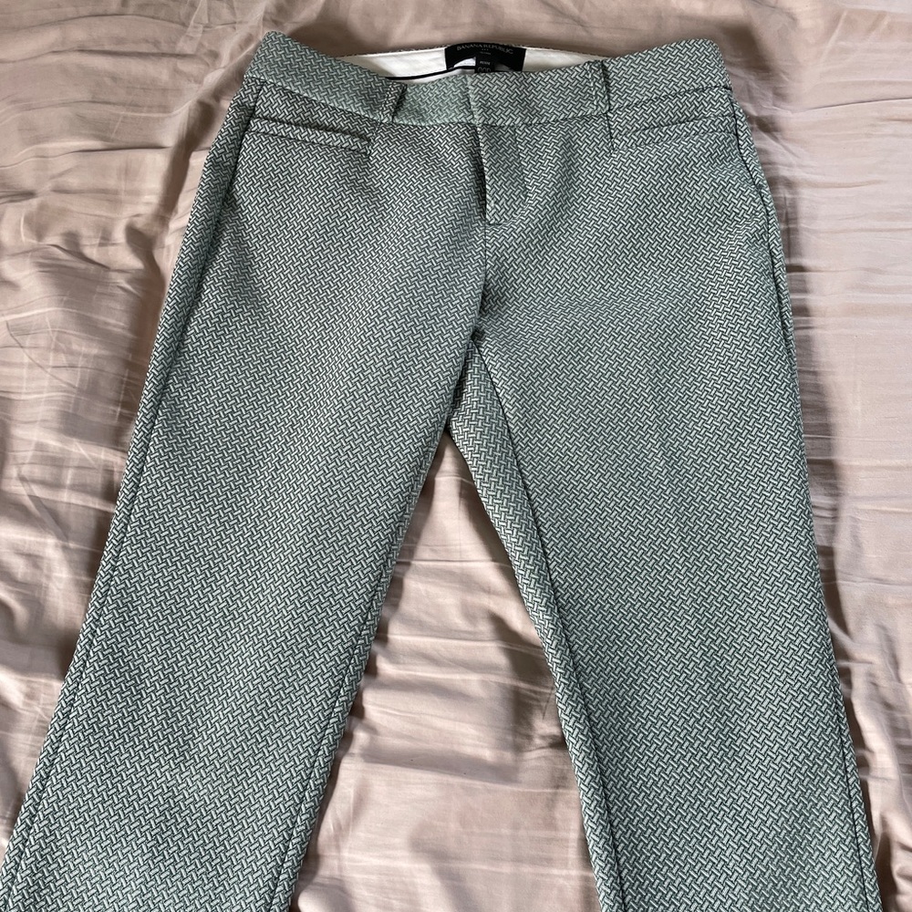 Banana Republic Sloan Pants Green Tile Pattern